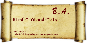 Biró Atanázia névjegykártya